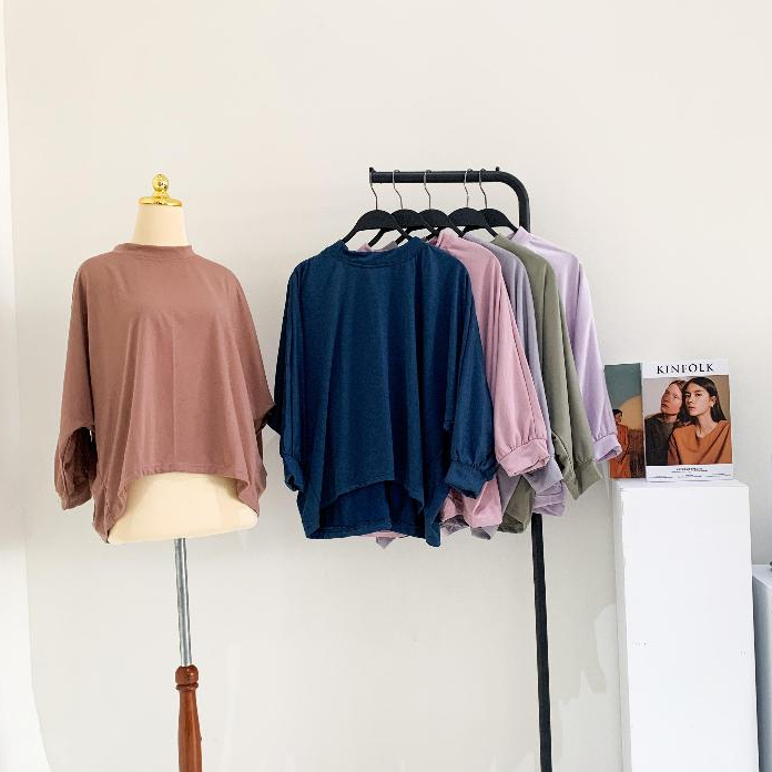 GROSIR LV511 (6PCS) - Kaos Wanita Lengan Panjang Kekinian Terbaru - Kaos Polos Wanita Atasan Lengan 