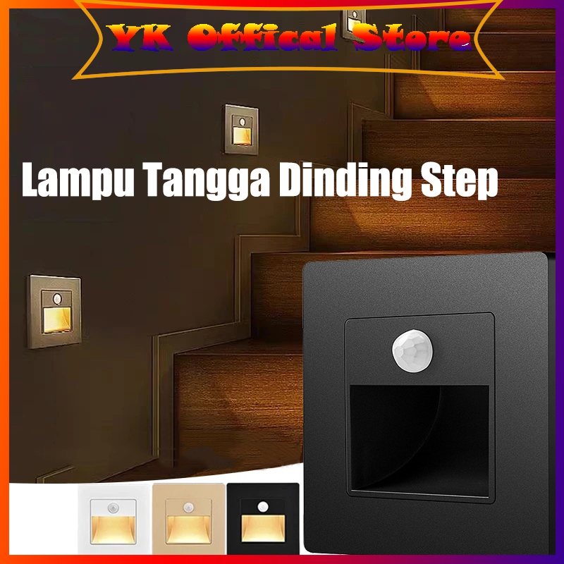Lampu Tangga Dinding Step LED Tanam 86X86MM Lampu Dinding Sensor Otomatis 220V