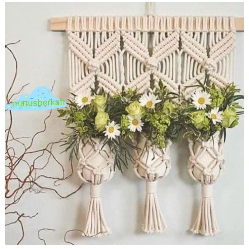 macrame plant hanger, macrame gantungan pot bunga, macrame hiasan dinding