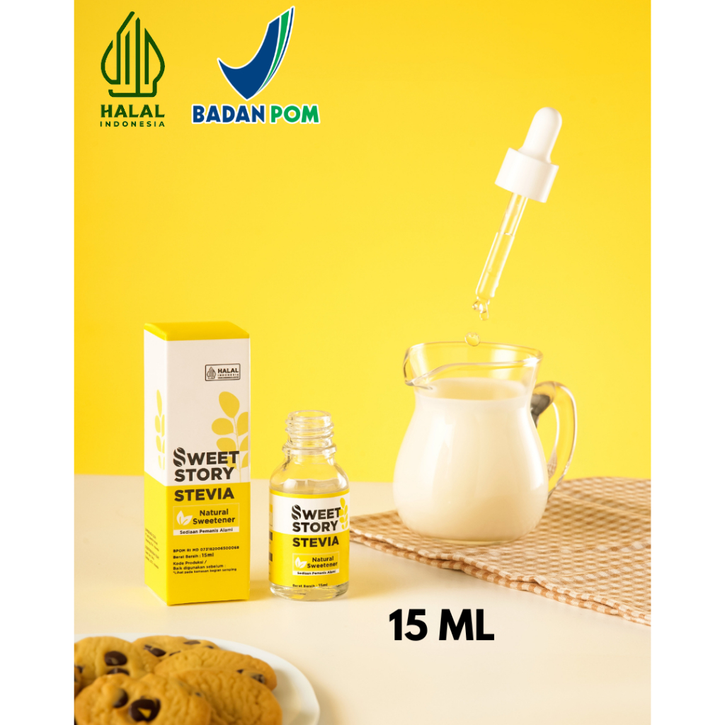 

Sweet Story Stevia Cair 15 ML Pemanis Alami Pengganti Gula 0 KALORI 0 GULA (BPOM dan HALAL)