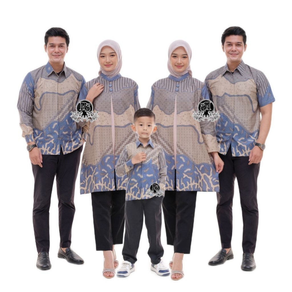 BATIK ANAK HASYA BIRU DENIM / BIRU MUDA