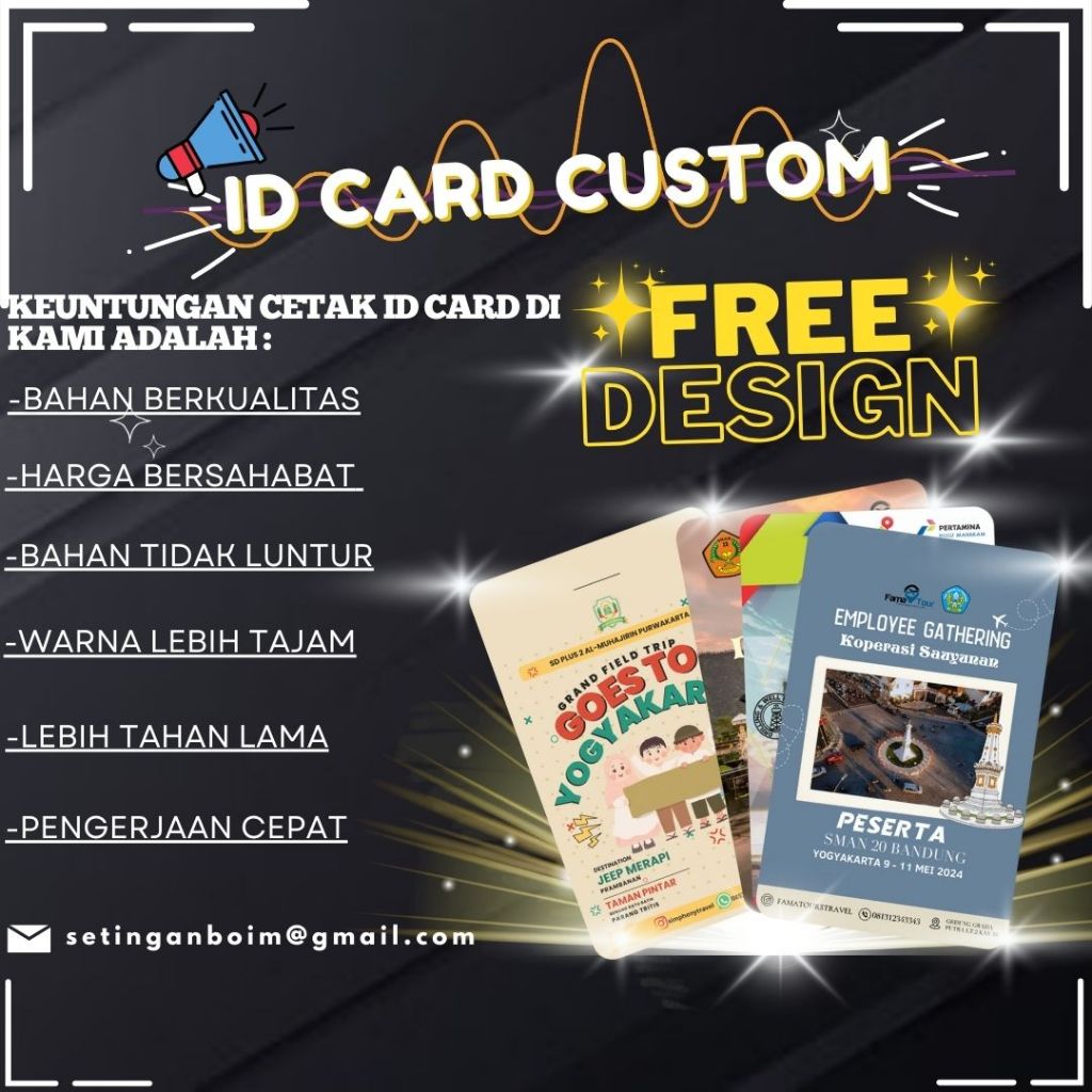 

ID CARD/KARTU NAMA/LANYARD PVC PREMIUM FREE DESIGN GAMBAR