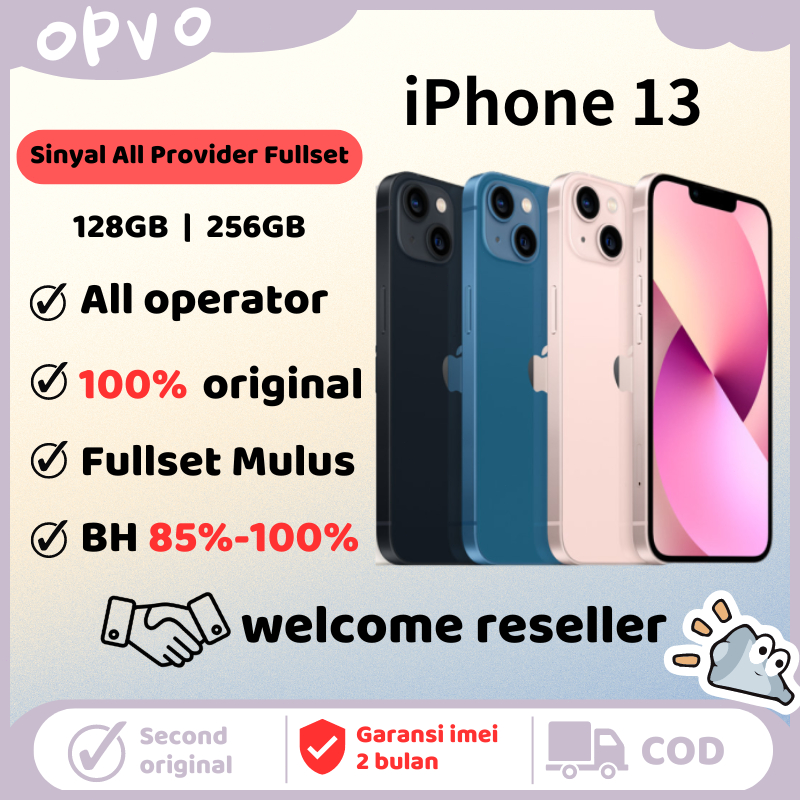 Hp IPHone handphone 13 SECOND 128GB/256GB 3240mah 6.1inch 12MP NORMAL FULLSET