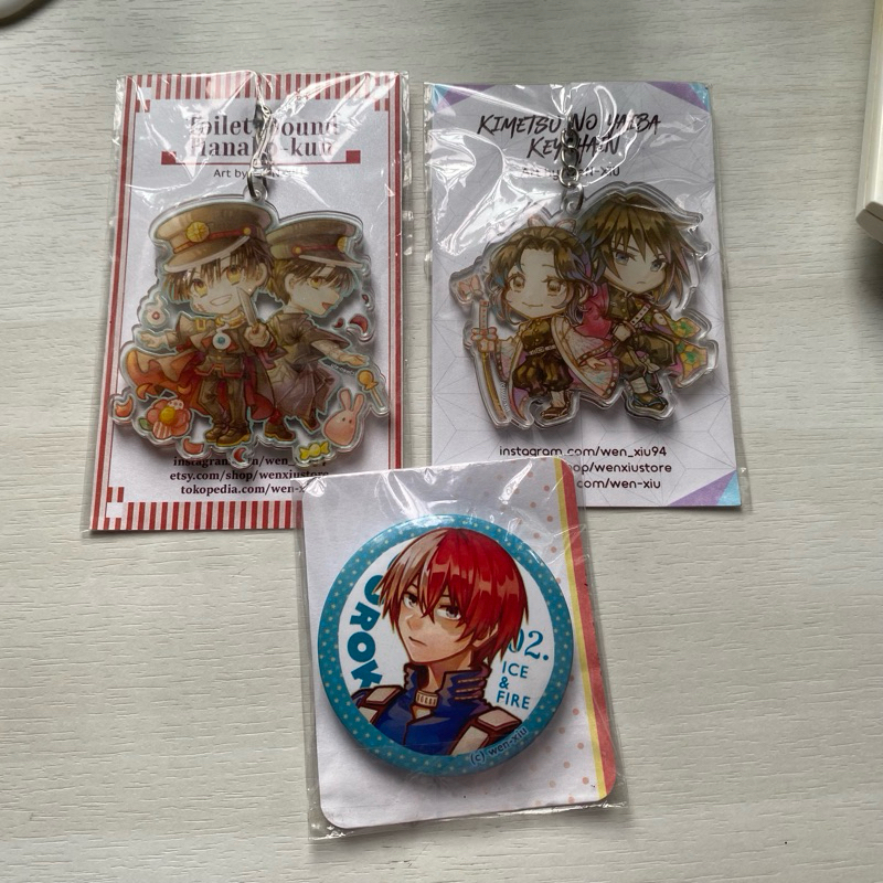 Keychain Toilet Bound Hanako-kun dan KNY (Demon Slayer) & Pin Todoroki BNHA