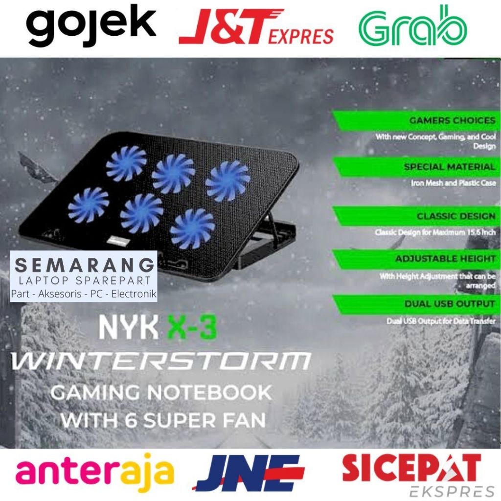 NYK NEMESIS X3 Winterstorm Cooling Pad Kipas Pendingin Laptop CoolingPad