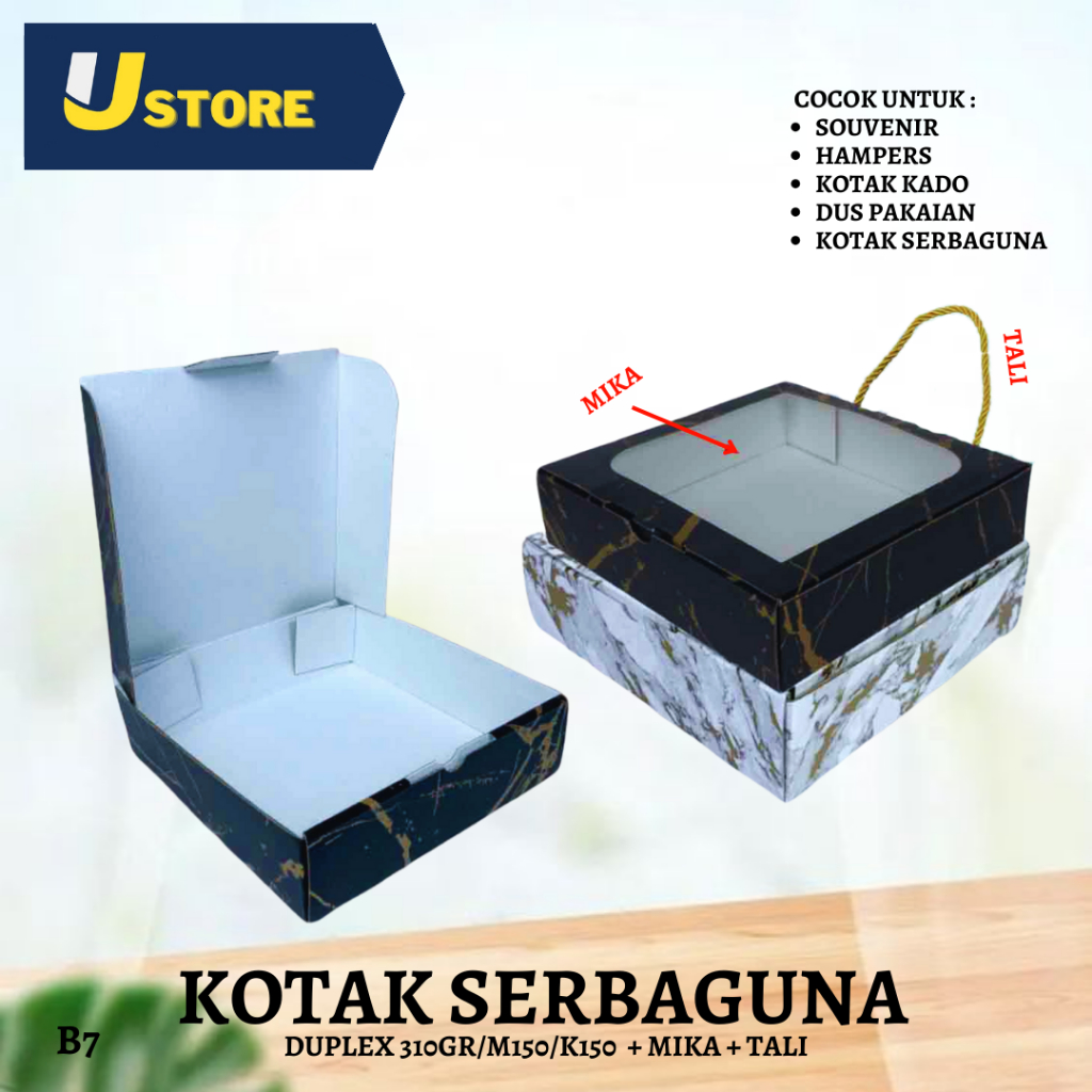 

Kotak Kado Baju - Kotak Mika Marble - Kotak Souvenir - 18x18x5 - B7