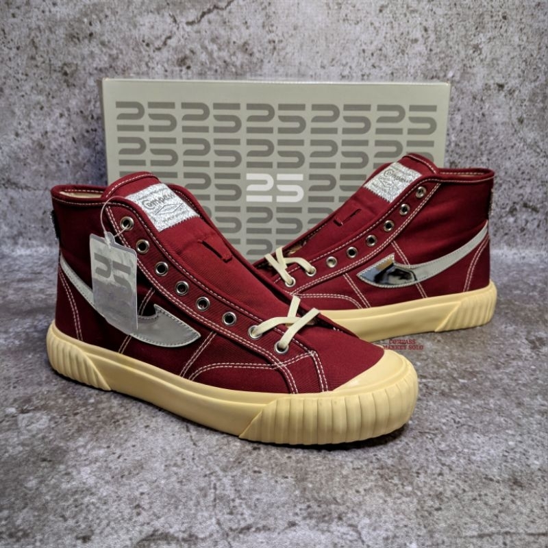 [ORIGINAL] Sepatu Compass 25th Vintage High Maroon Silver
