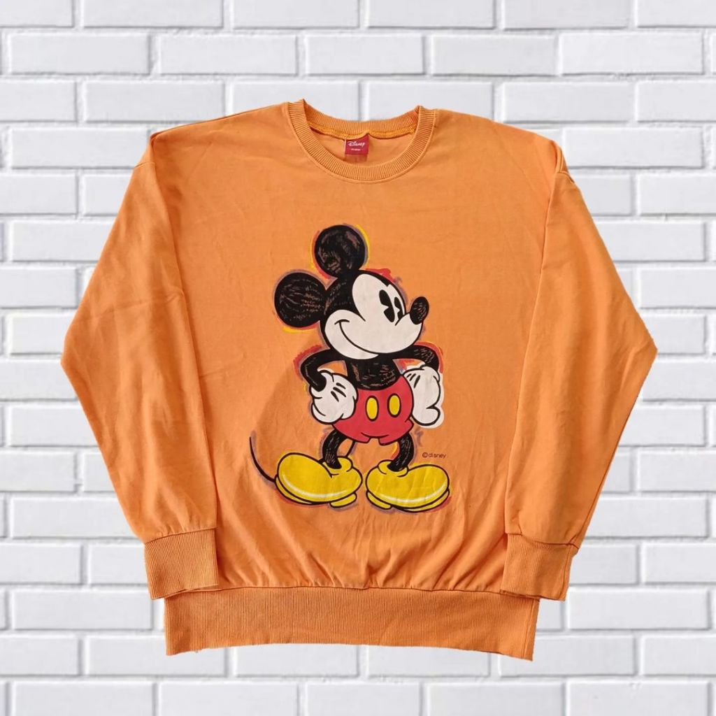 SWEATER CREWNECK DISNEY MICKEY MOUSE SIZE L-XL (SECOND BRANDED) ORANGE, CN0135