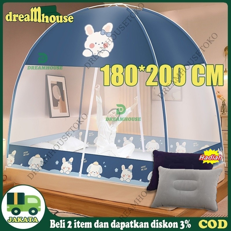 kelambu lipat jumbo untuk dewasa 180*200cm Kelambu Tidur Kelambu Lipat Anti Nyamuk Kelambu Pelajar K