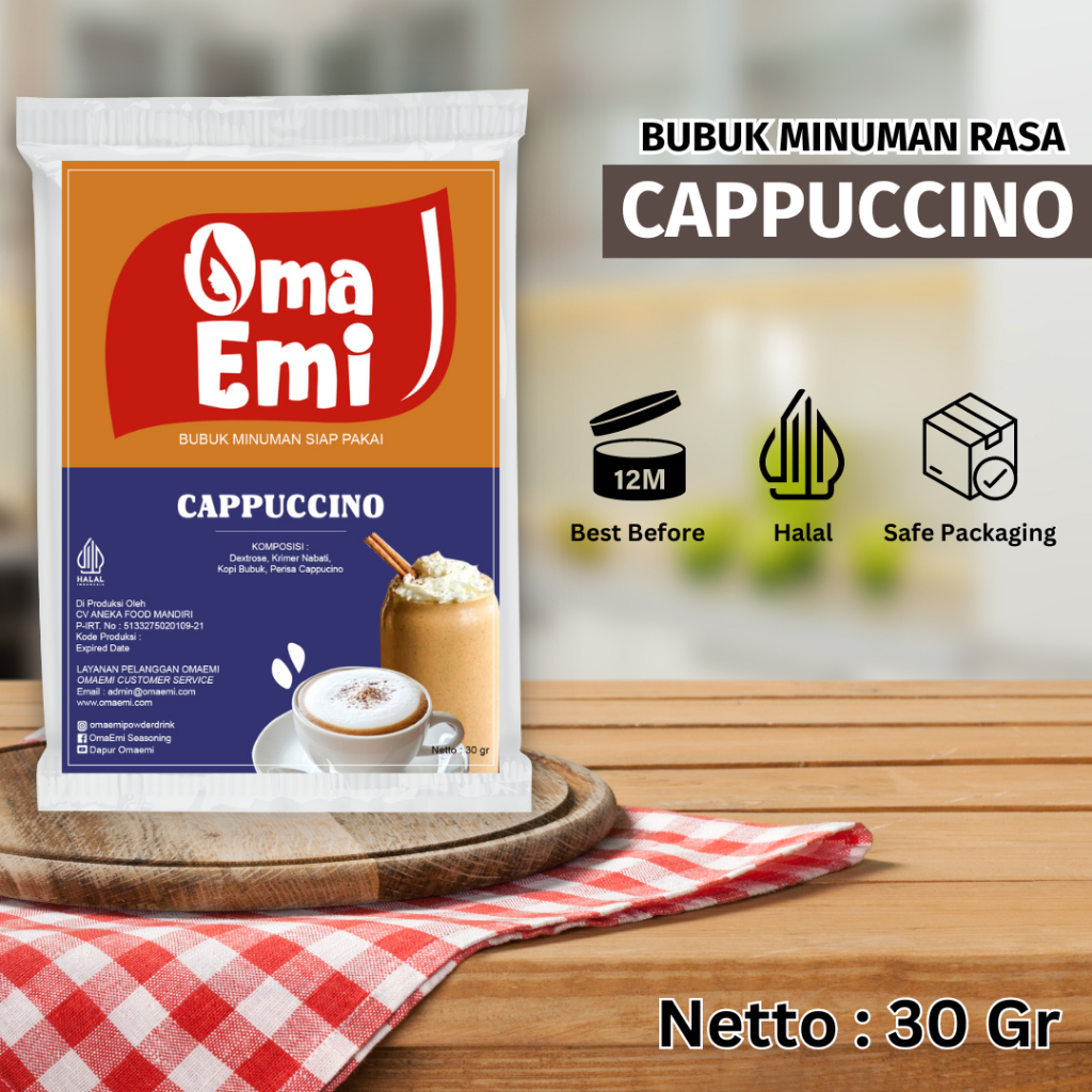 

BUBUK MINUMAN PREMIUM RASA CAPPUCCINO 30 GR | BPOM & HALAL