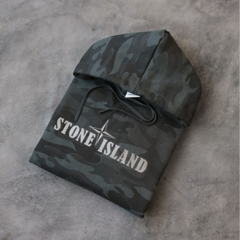 HOODIE STONE ISLAND CAMO CLASSIC GRAY L & XL