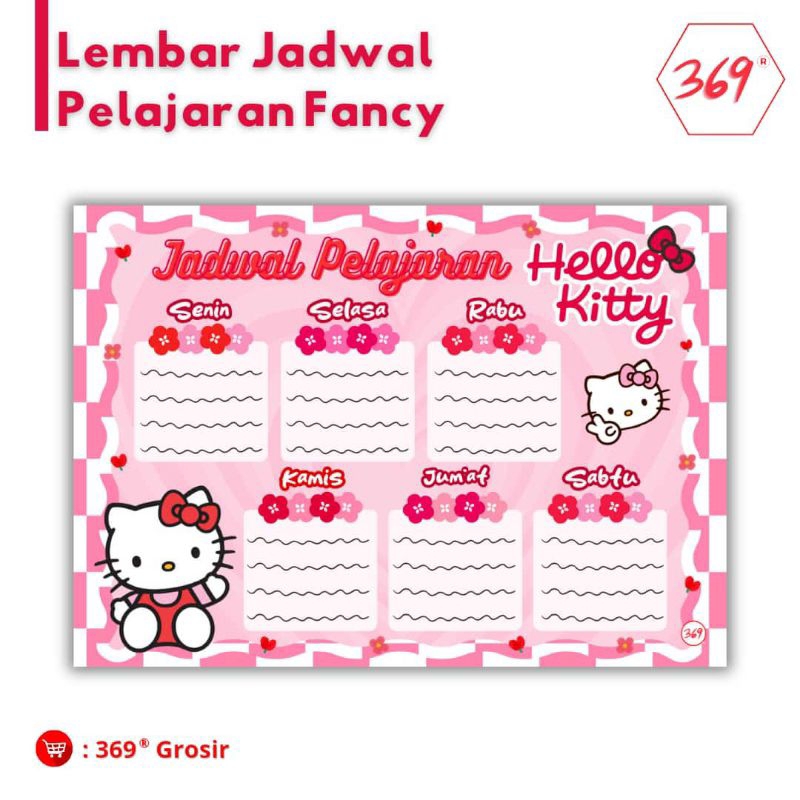 

369 - POSTER Jadwal Pelajaran A4 Motif Hello Kitty PINK Fancy - SANRIO PELAJAR ANAK SD SMP JADWAL