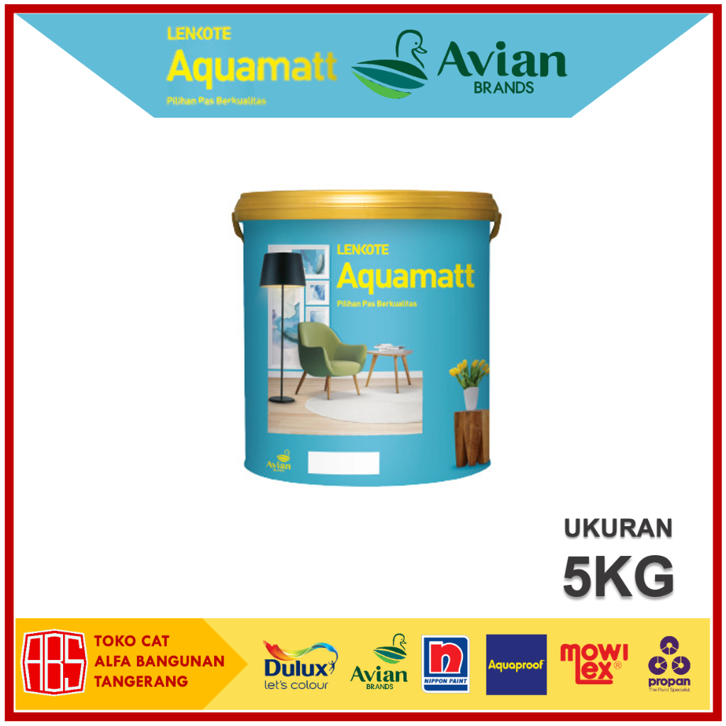 Cat Lenkote Aquamatt 5KG by Avian Brands - Cat Tembok Interior