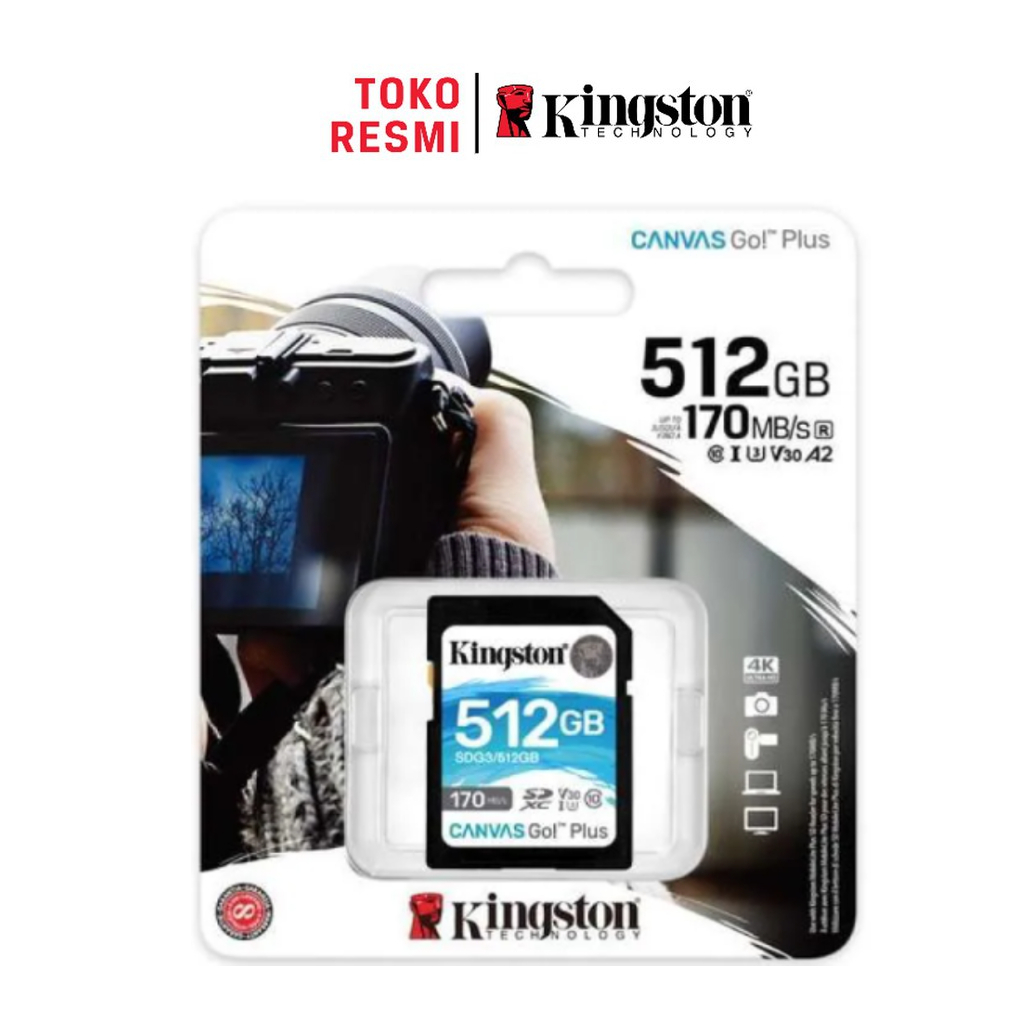 Kingston Canvas Go Plus Class 10 SD Card 512GB (SDG4/512GB) Kecepatan 170MB/dtk