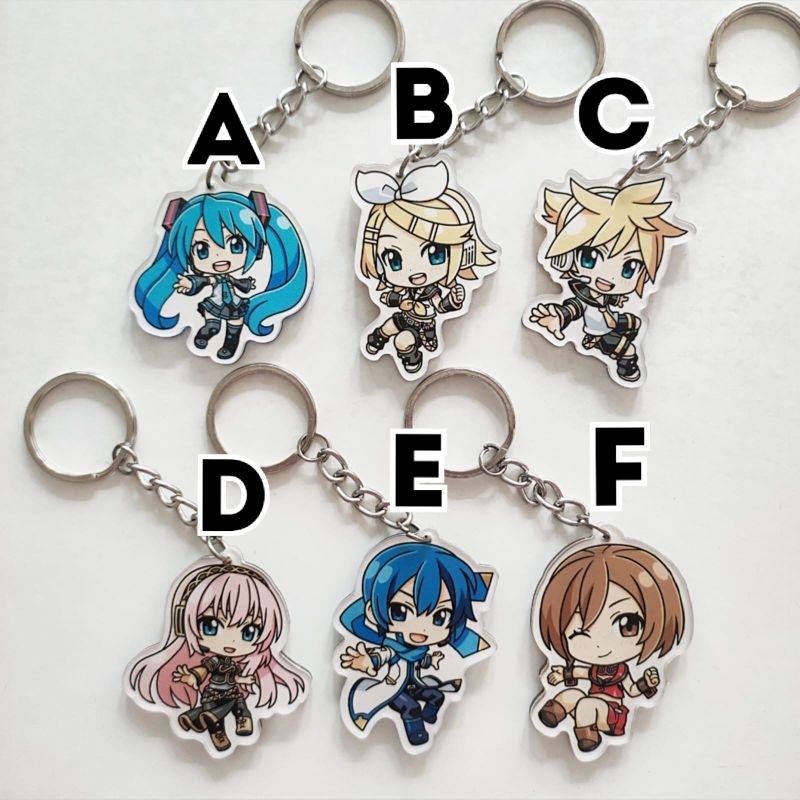 Keychain Vocaloid 4 Hatsune Miku Rin Len Luka Kaito Meiko Gantungan Kunci Ganci Akrilik Merchandise