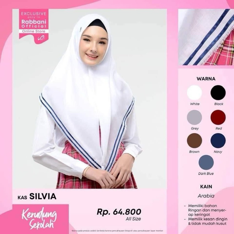 kerudung RABBANI segi empat instan SILVIA diskon 40% kerudung rabbani sekolah rabbani segi empat ker