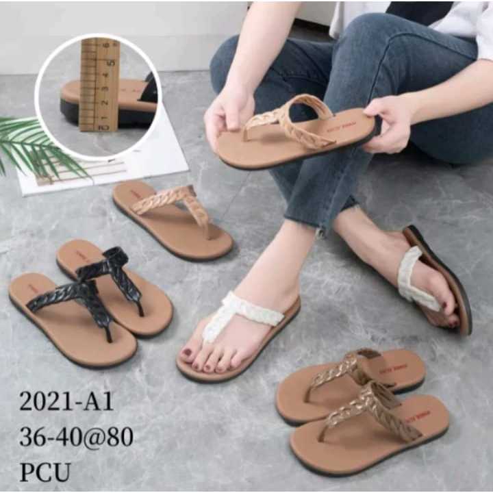 Sandal Jelly Wanita Terbaru/Sendal Teplek Jepit Alina 2021-A1/Sendal Flat Import Kekinian