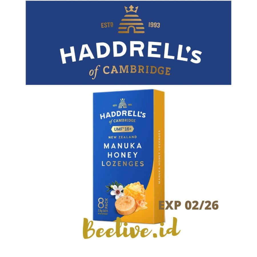 

Permen Madu Haddrells Manuka Honey Lozenges Umf 16+ Mgo 573+ 8 Pack