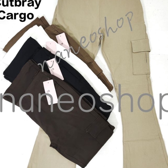 Gila Celana panjang wanita Cutbray Cargo Stretch tebal Simple Me