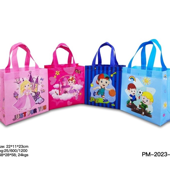 

Eksklusif Goodiebag karakter anak LAMINASI ulang tahun 22x23x11 Lusinan isi 12 Goodiebag ulang tahun tas promosi