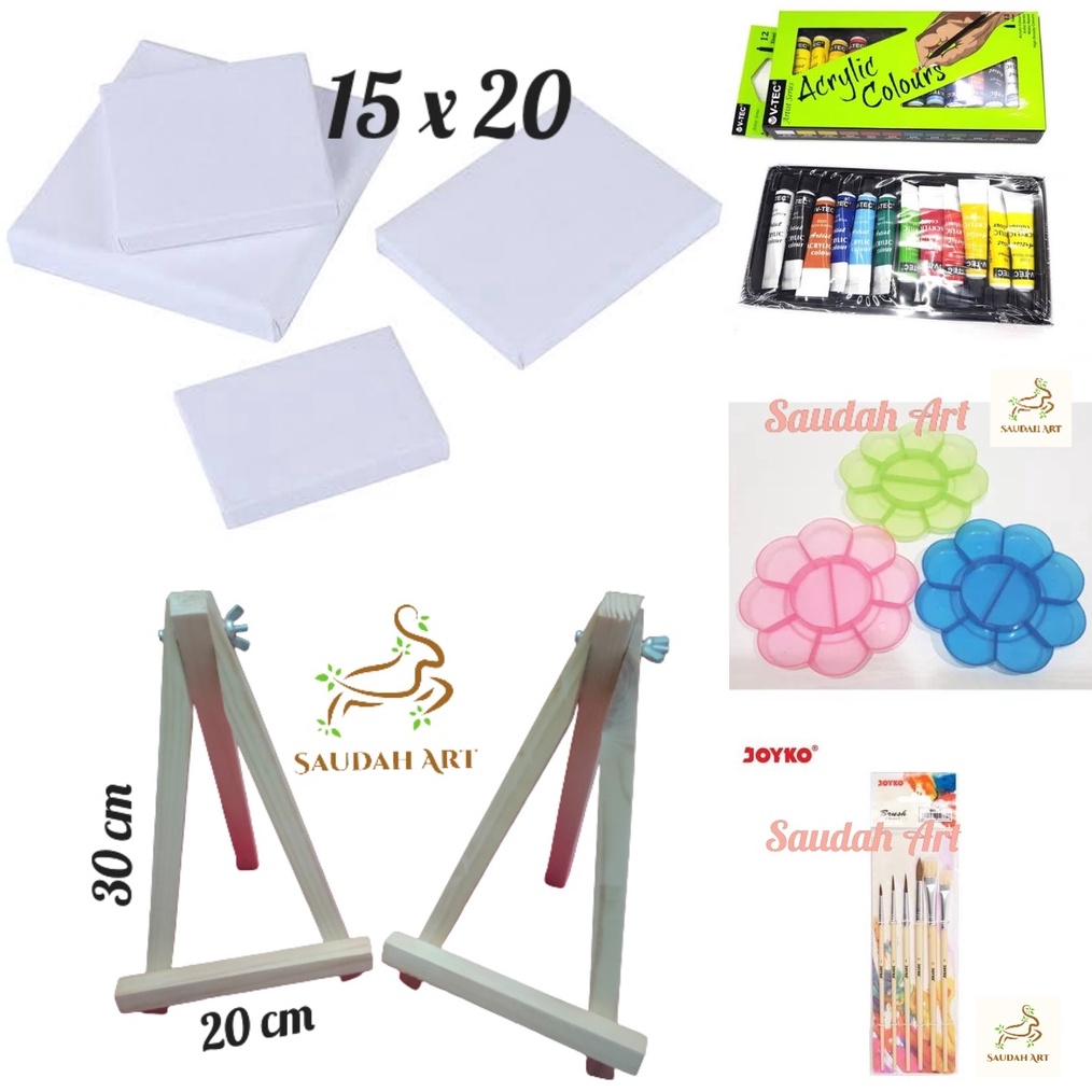 

SPECIAL PRICE Paket Lukis Lengkap kanvas 15x2kuaspaletcat akrilikeasel