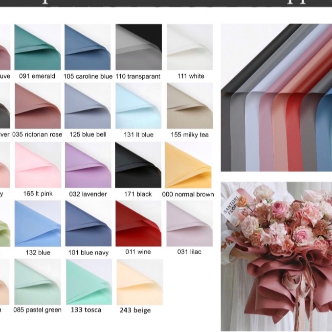 

FG2 2 Lembar Kertas Buket Bunga Polos Doff Korea Flower Wrapping Paper Caspea Cellophane Gold Line Satu Warna