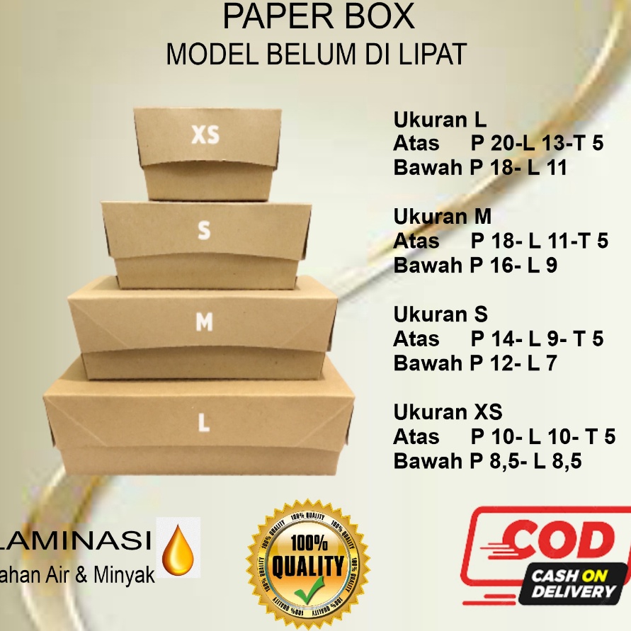 

Top Paper Lunch Box Lunch Box Paper Xs S M L Kotak Dus Kemasan Makanan Nasi Ayam Geprek Kraft Laminasi ISI 4 PCS