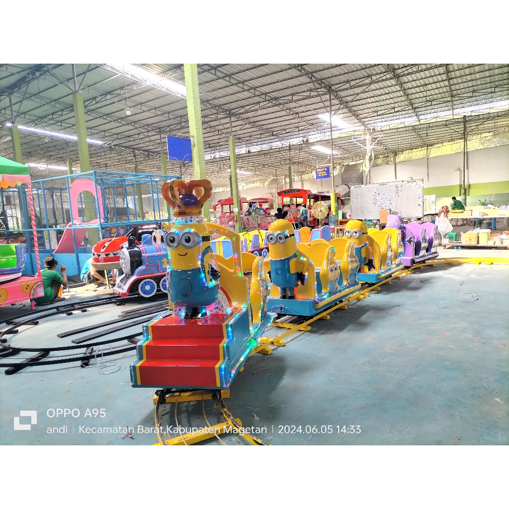 bengkel odong odong jual kereta lantai minion indoor outdoor // tempat produksi wahana pasar malam l