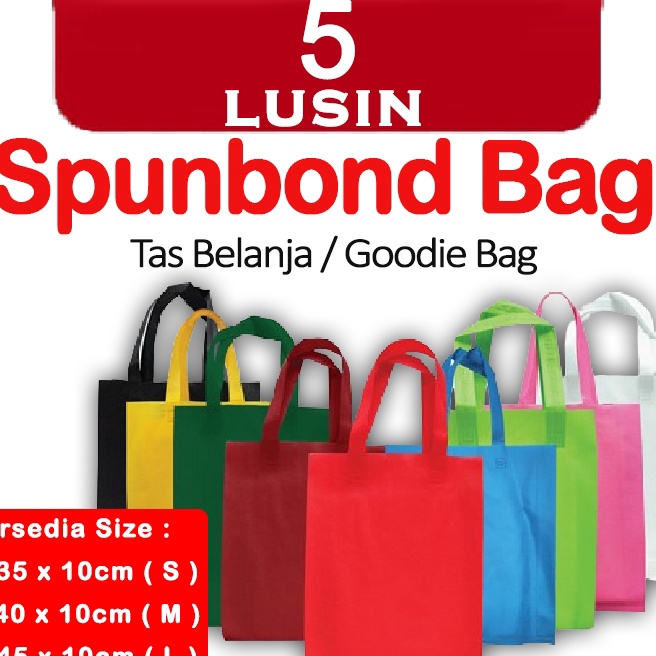 

Hemat Spunbond BAG Goodie Bag Tas Belanja Model Tali Handle Kantong Kain PAKET 5 LUSIN