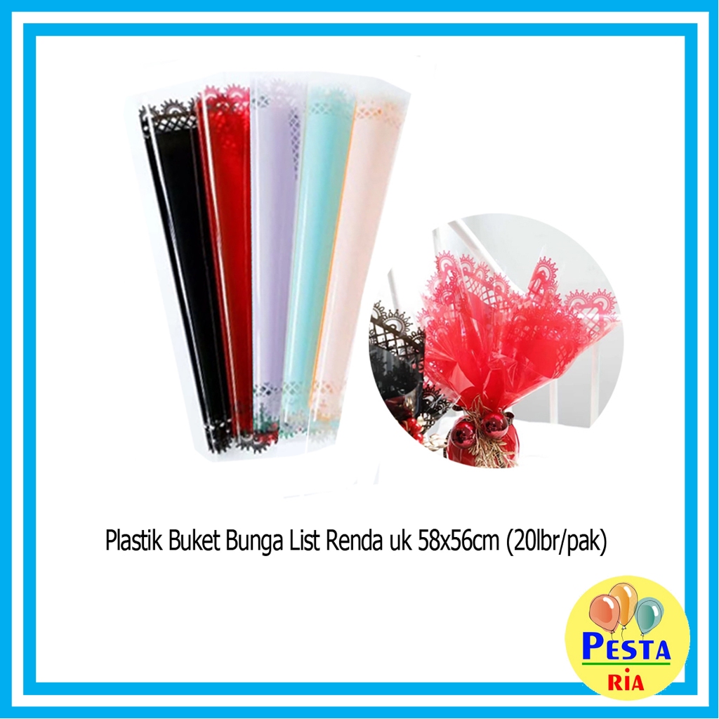 

Murah!! (5 Lembar) Kertas Kado Buket Bunga List Renda, Cellophane Wrapping, Flower Wrapping paper, kertas buket, kertas Cellophane, cellophane renda