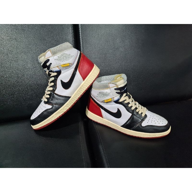 Sepatu AJ1/Air jordan 1 Un/La Union Los  Angeles white & Varsty  black Toe size 43