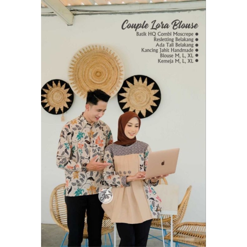 Couple Blouse Lora Baju Atasan Batik Kombinasi Baju Seragam Kantor Kondangan simple dan stylish