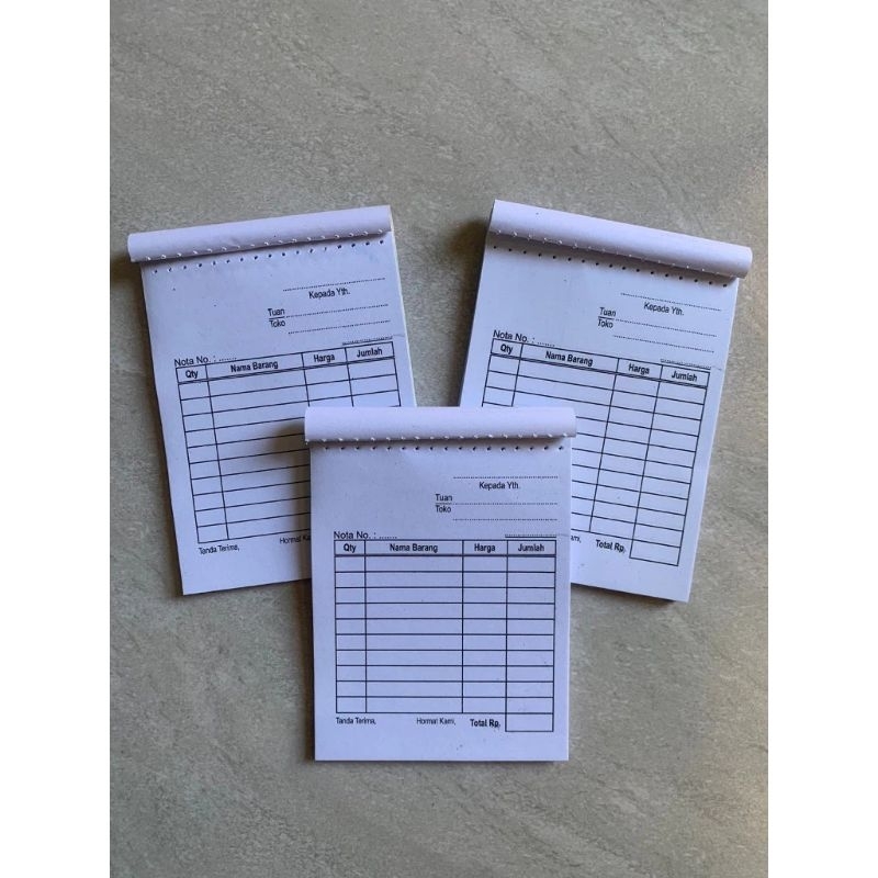 

Nota Kontan Mini Rangkap 1ply isi 50lembar, Ukuran 8×10 cm.