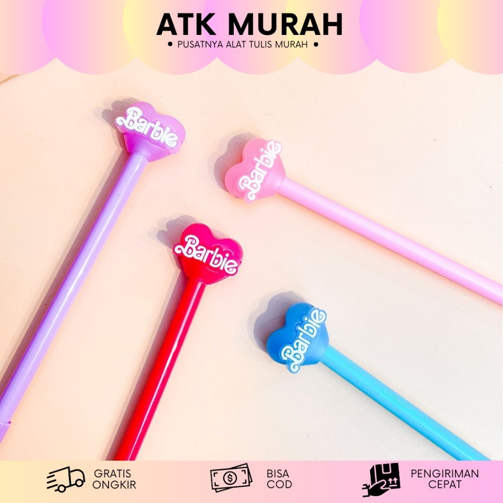 

Bolpen Gel Motif Barbie Love / Pena Gel Pen Barbie Pink Ungu Biru Fuchsia / Alat tulis kantor kartun kado unik / Barbie Miniso