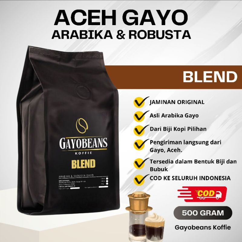 

KOPI GAYO HOUSE BLEND, ARABIKA dan ROBUSTA GAYO GAYOBEANS KOFFIE BLEND 500gr