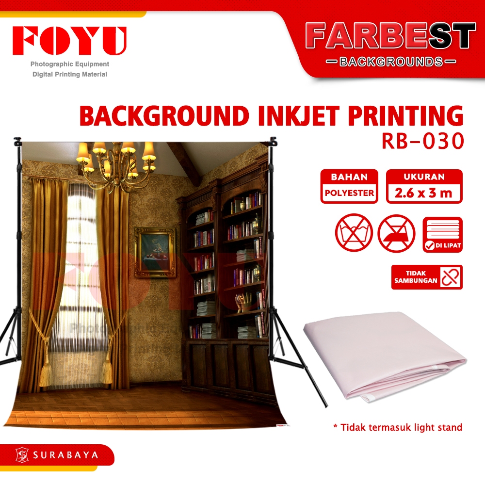Background Backdrop Foto Photo Studio Inkjet Ukuran 2.6x3 M Meter Wisuda Graduation Gambar Rak Buku 