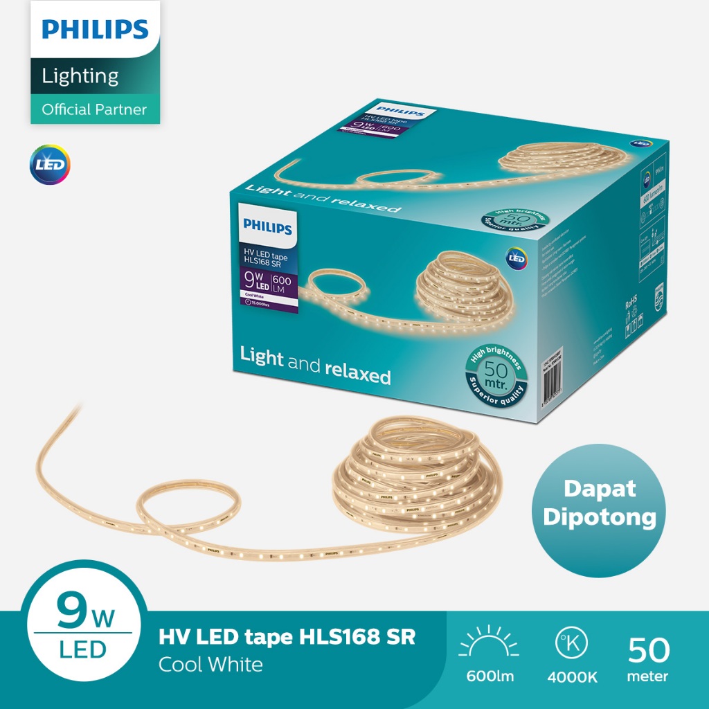 Lampu Philips LED Strip HLS168 9W/M 50M 4000K Semi-Putih