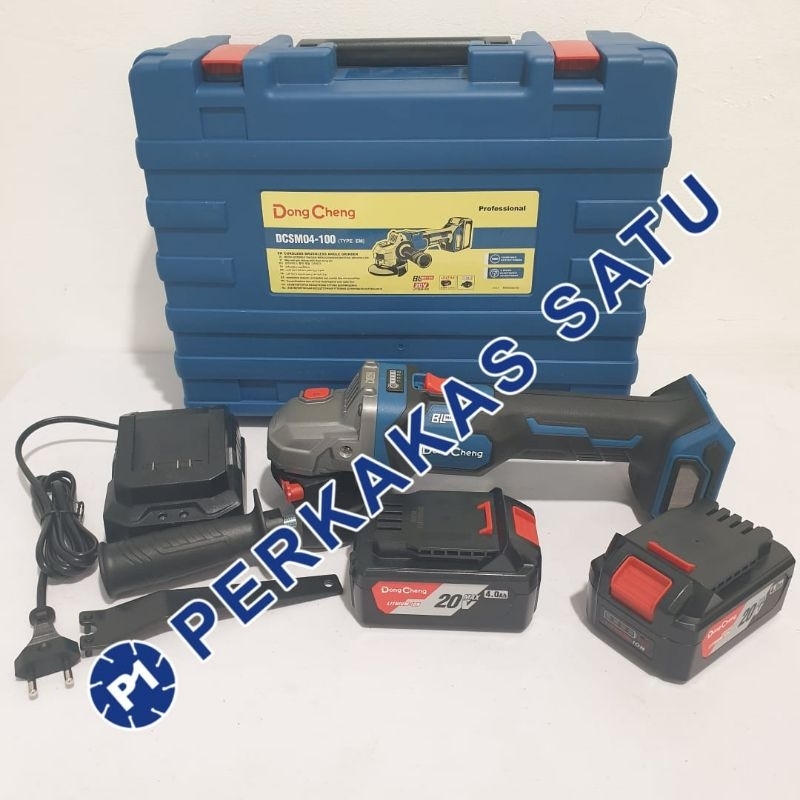 MESIN GERINDA 4" CORDLESS BRUSHLESS DONGCHENG DCSM04-100 EM VARIABLE SPEED ANGLE GRINDER DCA DCK