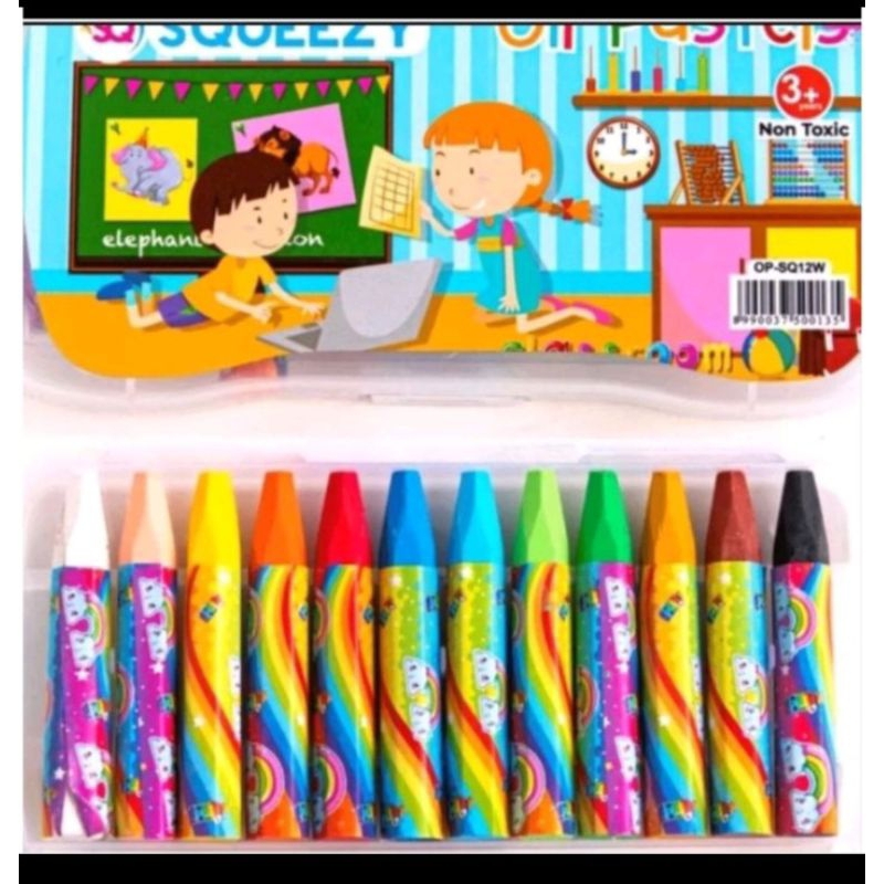 

(12 warna) oil pastel squeezy 12 warna/ oil pastel/crayon 12 warna/ crayon squeezy