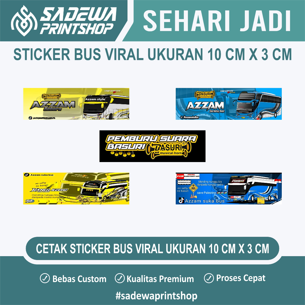

STIKER BUS BASURI PANJANG | STIKER BUS TELOLET PANJANG UKURAN 10 X 3 CM