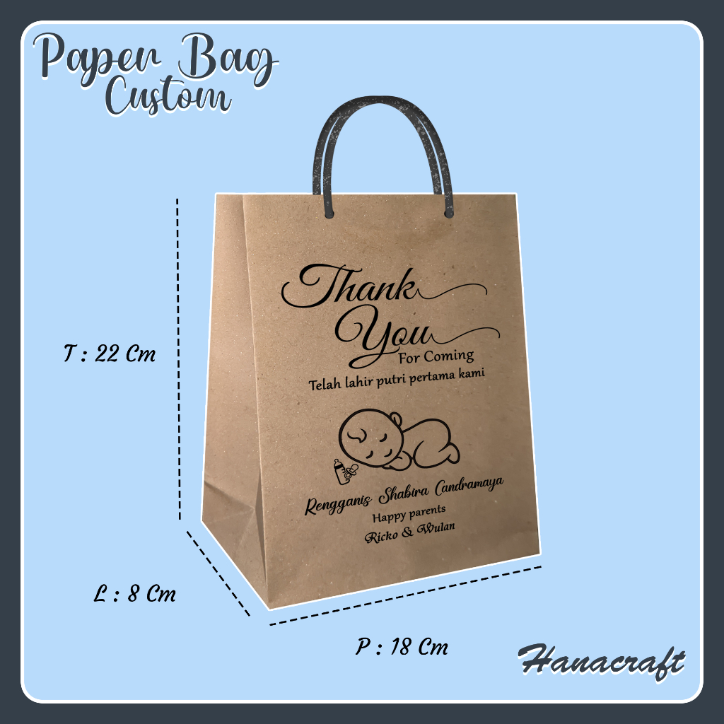 

Paper Bag Custom "18*8*22" | Polos / Sablon | Free Desain | Proses Kilat