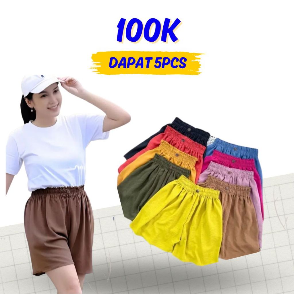 promo 100rb dapat 5pcs hotpants crinkle celana pendek crinkle wanita