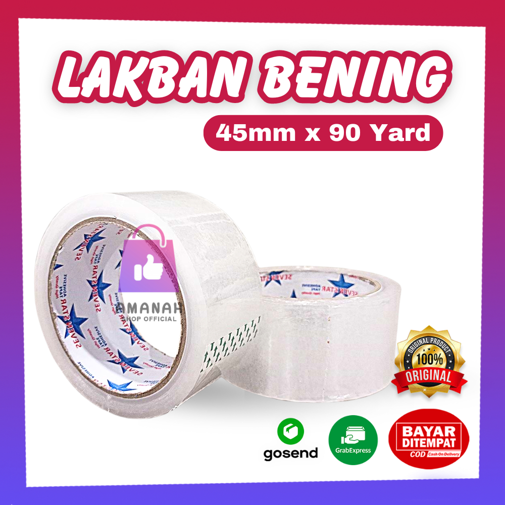 

Lakban Bening Berkualitas Seven Star 45 MM x 90 Yard | Lakban Kuat Tidak Mudah Putus | Isolasi Bening 90 Yard | Isolasi Seven Star Asli | Lakban Bening Daya Rekat Kuat | Isolasi Serbaguna