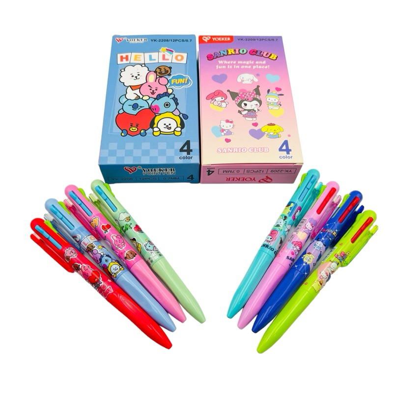 

(1 PCS) Pen 4 Warna BTS Sanrio Yoeker