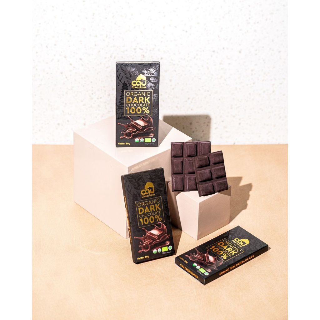 

Organic Dark Chocolate 100% No Sugar 80g Cokelat Keto - Cau Chocolates