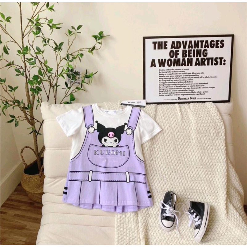 Dress kuromi anak perempuan 2tahun - 8 tahun baju anak cewek daster anak harian baju sanrio lilac un