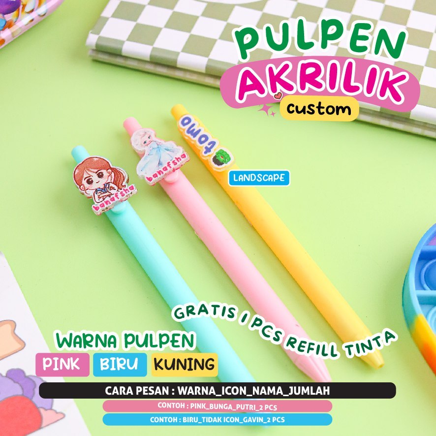 

Pulpen Akrilik Custom Karakter dan Nama