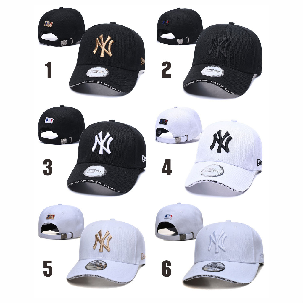 Topi Baseball NY Cap New York NY Hitam Black Gold Emas White Putih Visor A Frame Bordir Aksesoris Un