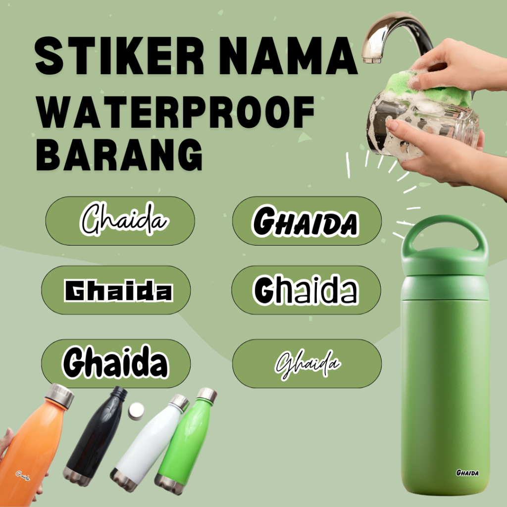 

Stiker Nama Waterproof Stikel Label Custom Nama Untuk Barang