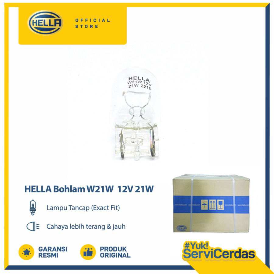 Lampu Rem Mobil HELLA T20 W21W 12V TANCEP BSR (DUS) - Bohlam Mobil
